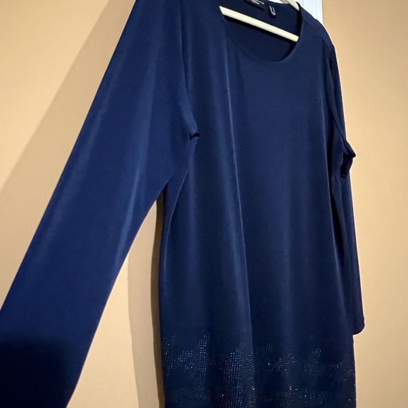 Susan Graver Artisan Collection Tunic with Asymmetrical Embellished Hem - Picture 2 of 8